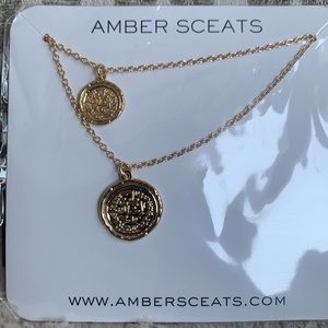 Amber Sceats Double Coin Gold Layered Necklace